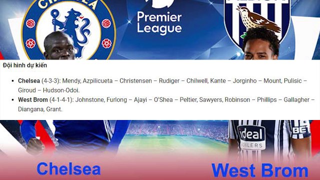 Nhận Định Soi Kèo bóng đá Chelsea vs West Brom 18h30 ngày 03/04, vòng 30 Ngoại hạng Anh