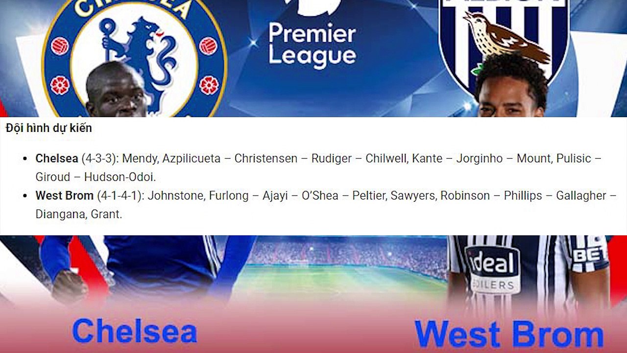 Nhận Định Soi Kèo bóng đá Chelsea vs West Brom 18h30 ngày 03/04, vòng 30 Ngoại hạng Anh