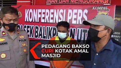 Pedagang Bakso Curi Kotak Amal Masjid Terekam CCTV