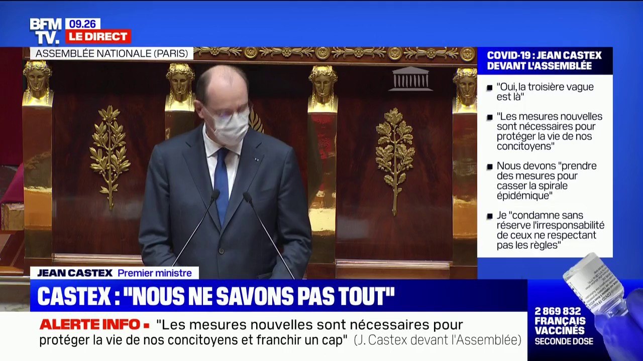 Jean Castex: "Le gouvernement présentera sa stratégie de réouverture devant le Parlement le moment venu"