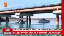 Elleri bağlı olarak sudan çıkartıldı