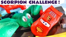 Hot Wheels Scorpion Challenge with Disney Cars Lightning McQueen versus Marvel and DC Comics Batman & Superheroes in this Funlings Race Video for Kids from Kid Friendly Family Channel Toy Trains 4U