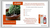 Flexy est une synergie aromatique proposée par Beautysané sous forme de friction - huiles essentielles d'origine végétale extraites par distillation  traditionnelle à la vapeur d'eau