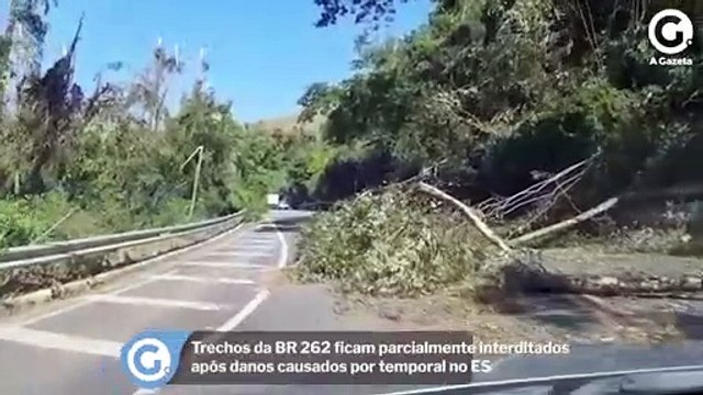 Trechos da BR 262 ficam parcialmente interditados após danos causados por temporal no ES