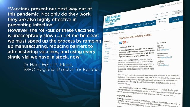 OMS: La lentezza europea sui vaccini allunga la pandemia