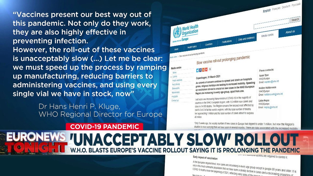COVID vaccine rollout 'unacceptably slow' in Europe as cases rise, warns  WHO - video Dailymotion