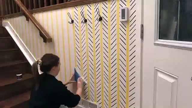 Diy Hand Painted Accent Wall | Faux Wallpaper