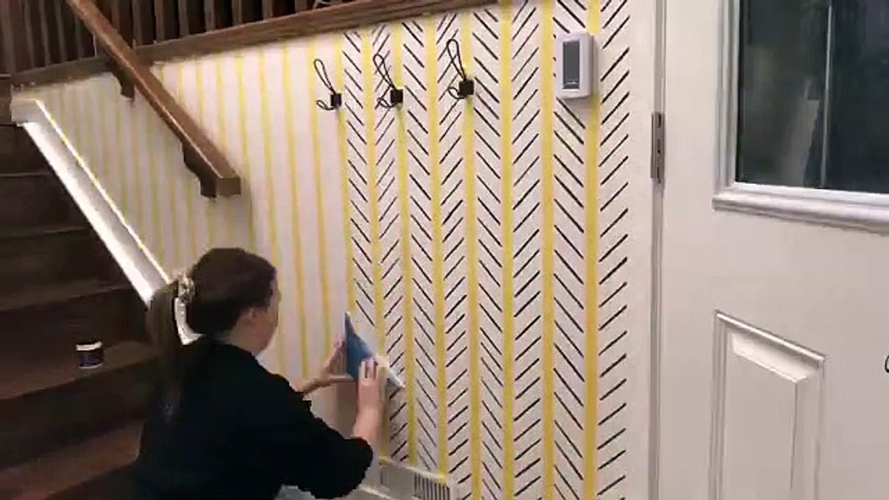 Diy Hand Painted Accent Wall | Faux Wallpaper