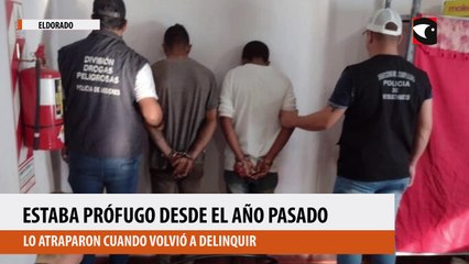 Estaba prófugo desde el año pasado tras fugarse de una comisaría de Eldorado y lo atraparon cuando volvió a delinquir