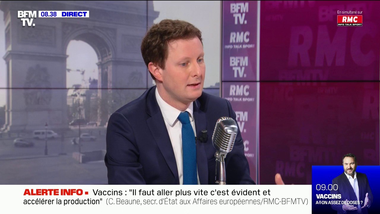 Clément Beaune, secrétaire d'État aux Affaires européennes: "Nous n'avons pas encore reçu de doses des sites britanniques d'AstraZeneca"
