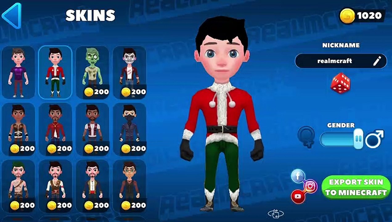 Holiday skin for boys  Realmcraft Game || #minecraftfree​ game #blockcraft