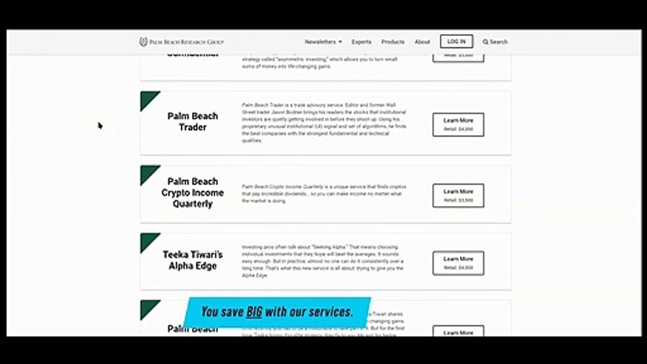 How much does Palm Beach Group charge as Fees for subscription reports-
