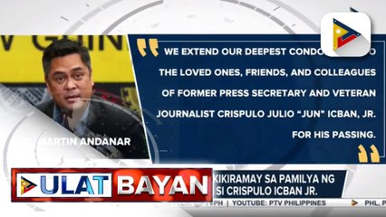 Palasyo, nagpaabot ng pakikiramay sa pamilya ng veteran journalist na si Crispulo Icban Jr.