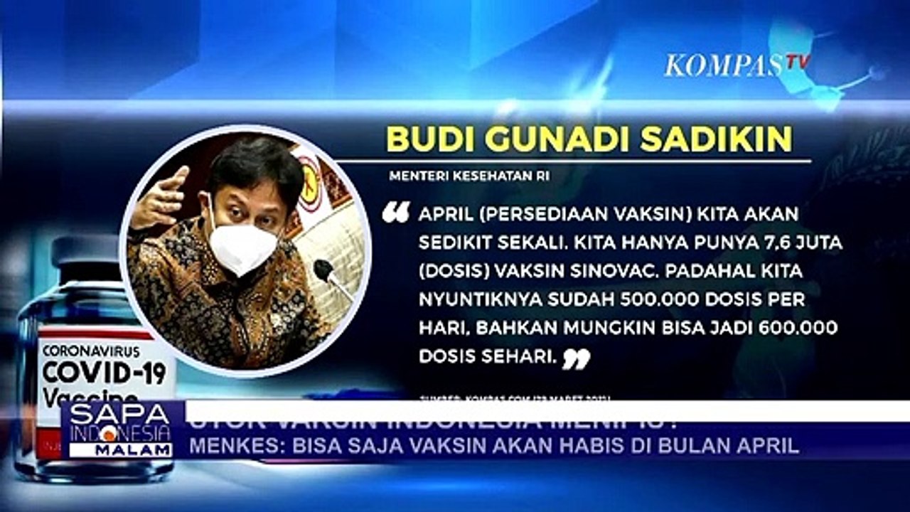 Menteri Kesehatan: Bisa Saja Stok Vaksin akan Habis di Bulan April
