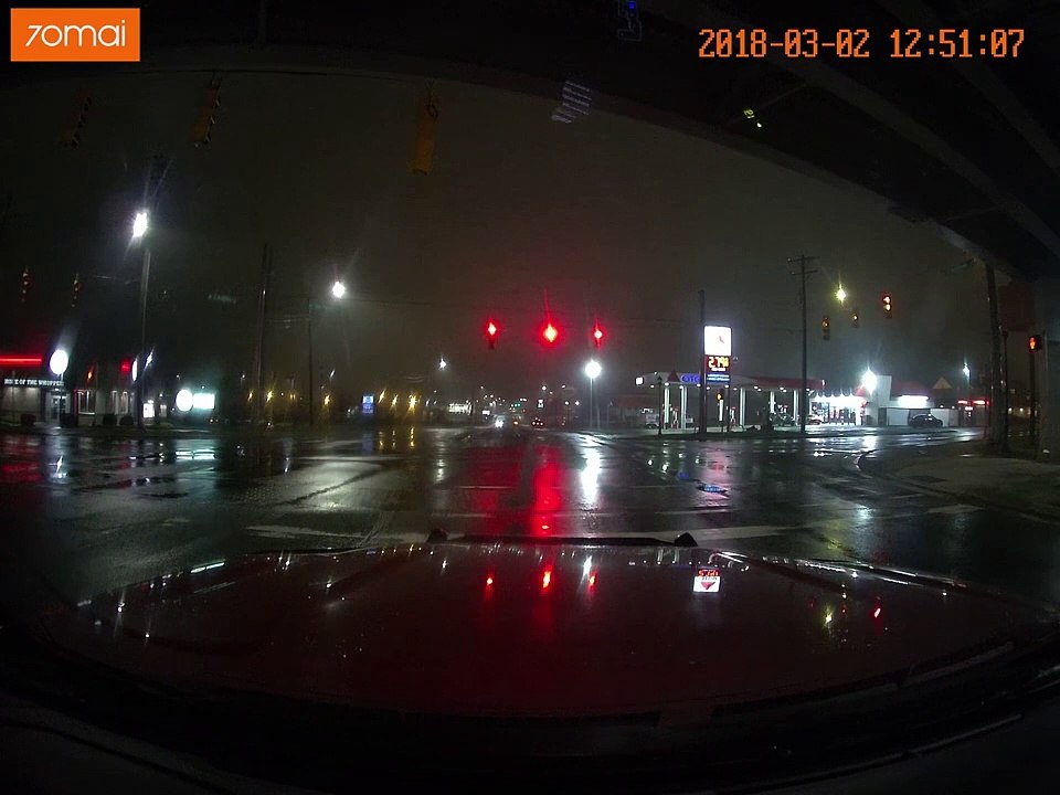 Red Light Runner Nearly Causes Accident on Wet Roads