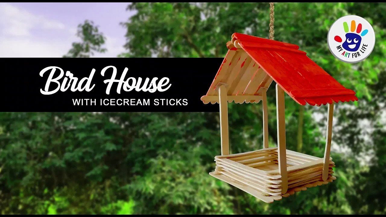 Ice Cream Stick Art - Popsicle Stick Craft - Diy Bird Feeder - Diy Birdhouse