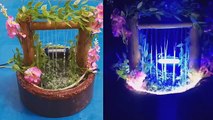 Diy Bamboo Water Fountain Waterfall With Led Light Easy Tuturial
