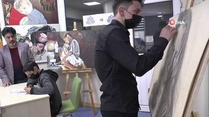 Son dakika haberi: Suriyeli çocuklar yıkıma uğrayan ülkelerini resim sanatıyla ayağa kaldırmaya çalışıyor