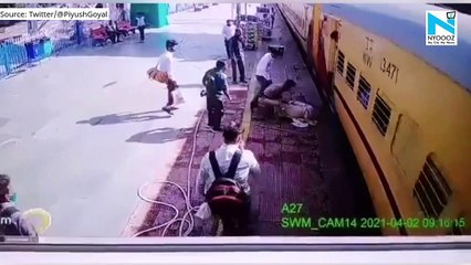 Watch: Cop saves elderly man from getting crushed under moving train in Rajasthan