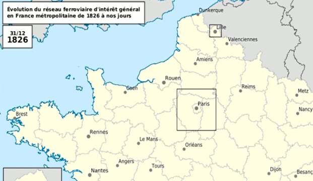 Evolution des lignes de train dans l'Aube de 1826 à 2021