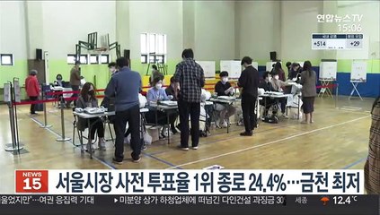 서울시장 사전투표율 1위 종로 24.4%…금천 최저