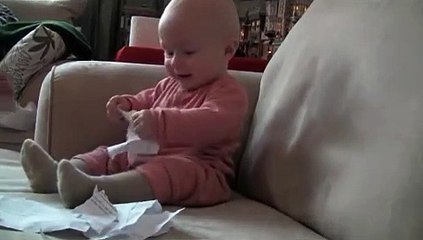 Baby Laughing Hysterically At Ripping Paper (Original)