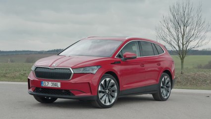 The new SKODA ENYAQ iV Design in Velvet Red