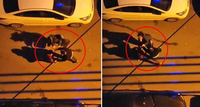Çocuğunun gözü önünde eşini darbetti! Dehşet anları kameraya böyle yansıdı