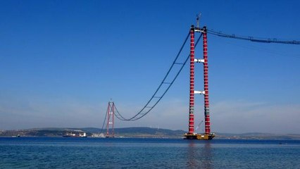 1915 Çanakkale Köprüsü'nde ana kabloların montajı tüm hızıyla devam ediyor