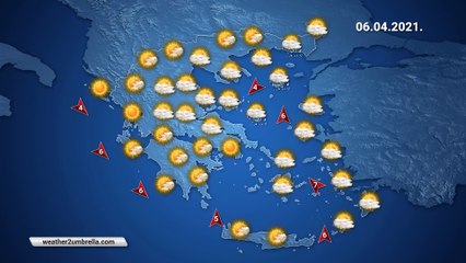 Η πρόγνωση του καιρού για την Τρίτη 06-04-2021