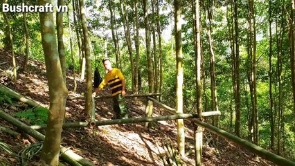 5 Days Building Bamboo House - Bushcraft Survival Shelter