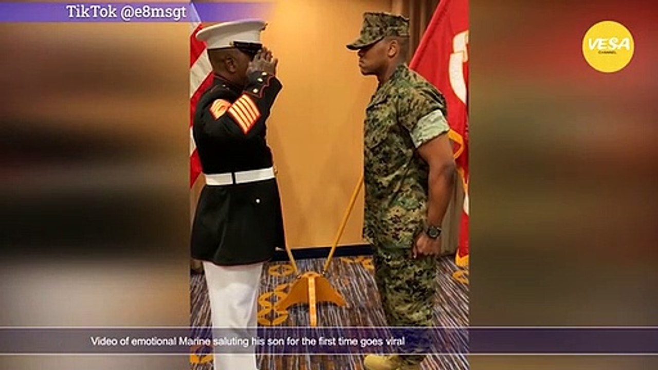 Video of emotional Marine saluting his son for the first time goes viral