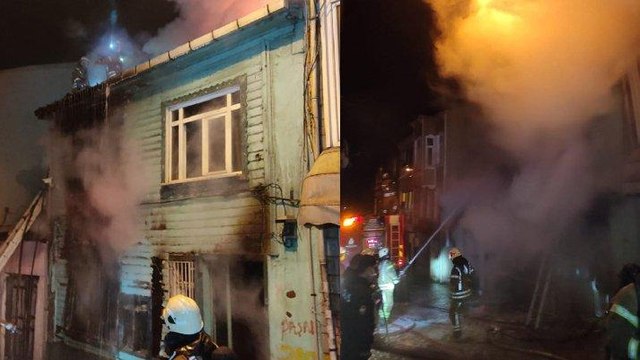 İki katlı ahşap bina yanarak kül oldu