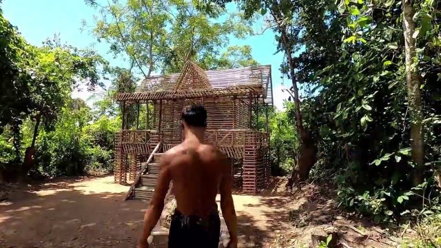 Building Amazing Brick Swimming Pool And Modern Two Story House Villa Design In Forest