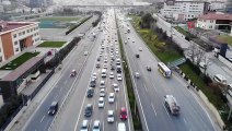 Ramazan ayının ilk sahuru öncesi trafik yoğunluğu