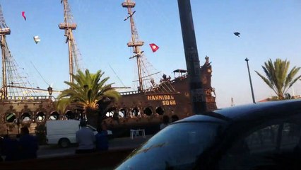 Driving Along the beach at tourist area in sousse city tunisia