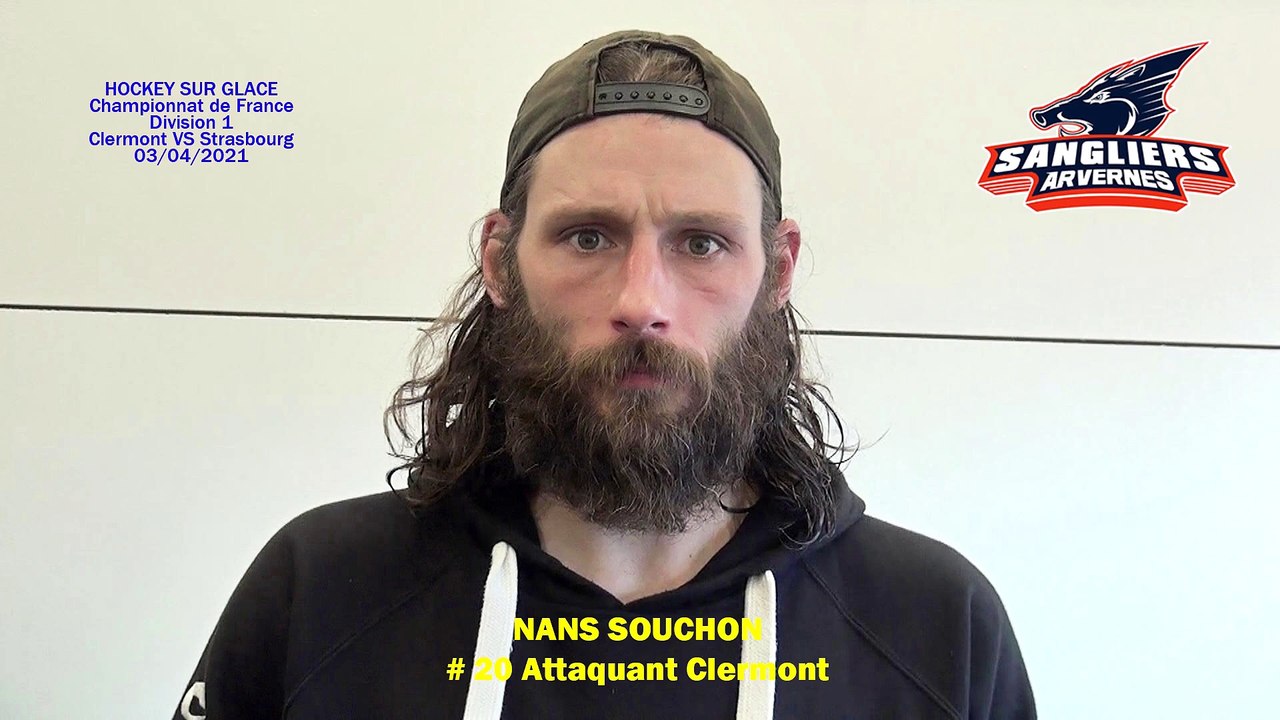 Hockey sur glace Interview de Nans Souchon # 20 Attaquant des Sangliers Arvernes Clermont-Ferrand, 03/04/2021 (D1 Poule B – J10 Clermont-Ferrand VS Strasbourg)