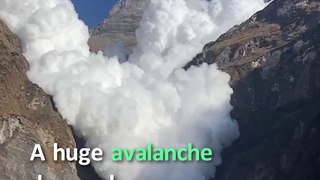 Massive avalanche cascades down Nepal mountain