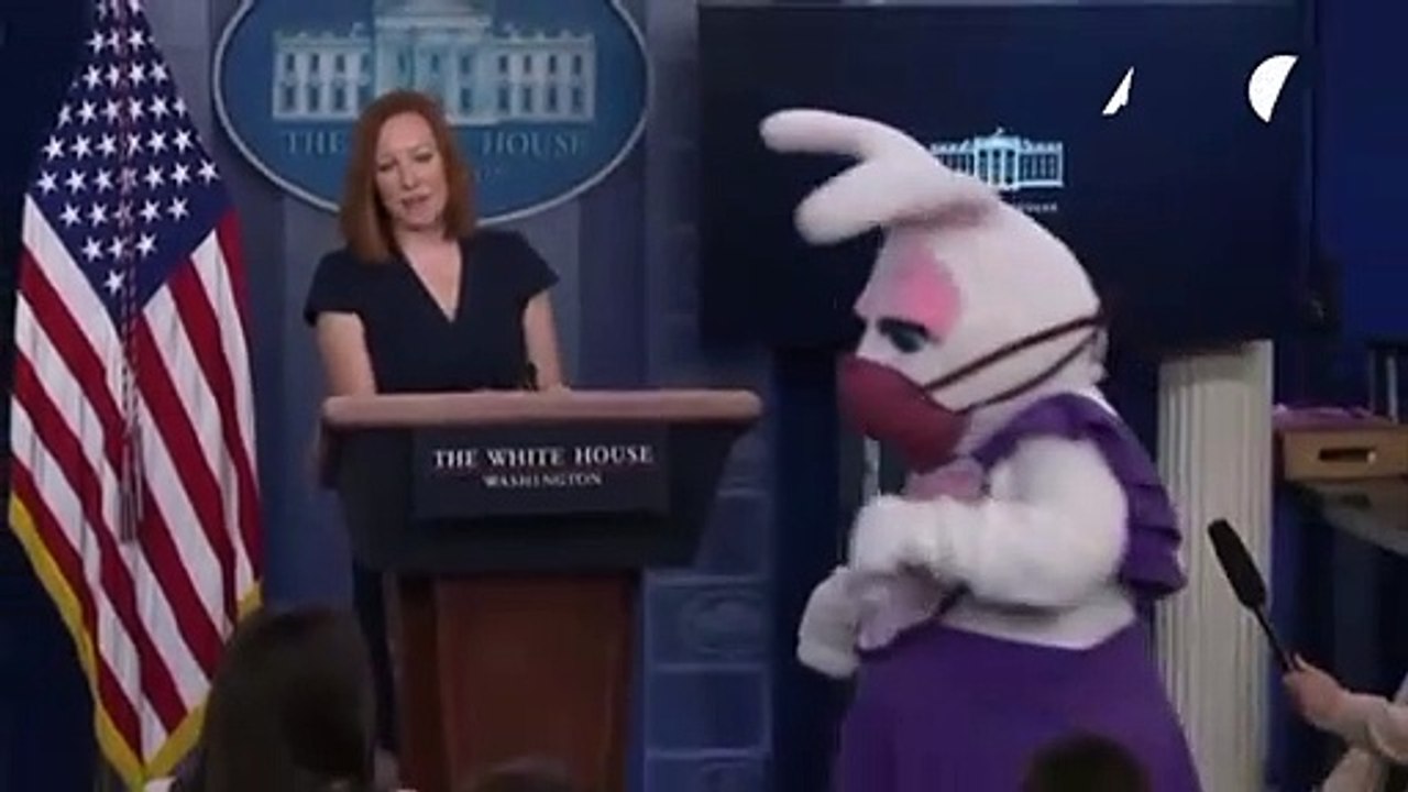 The Easter Bunny visits reporters at a White House briefing