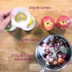 Jus de pomme Pink Lady® et fraises pochées