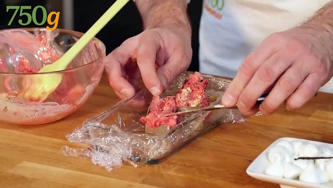 Vacherin glacé citronné, vanille-framboise