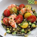 Salade de lentilles aux crevettes