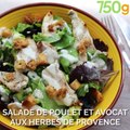 Salade poulet avocat et croûtons & herbes de Provence
