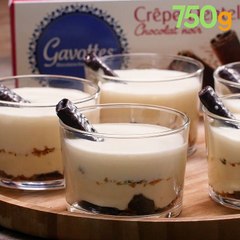 Tiramisù croustillant aux crêpes dentelles au chocolat noir