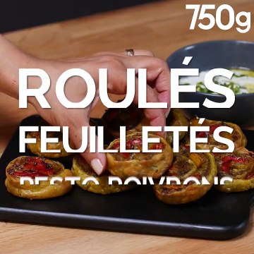 Roulés feuilletés au pesto et aux poivrons