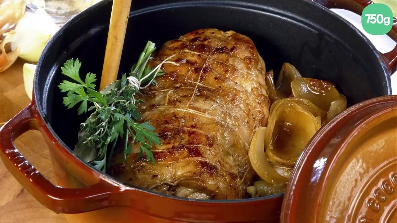 Rôti de porc en cocotte à la moutarde et petits oignons - Vidéo Dailymotion