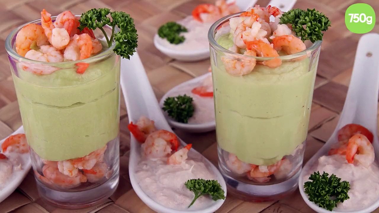 Verrines aux avocats et crevettes