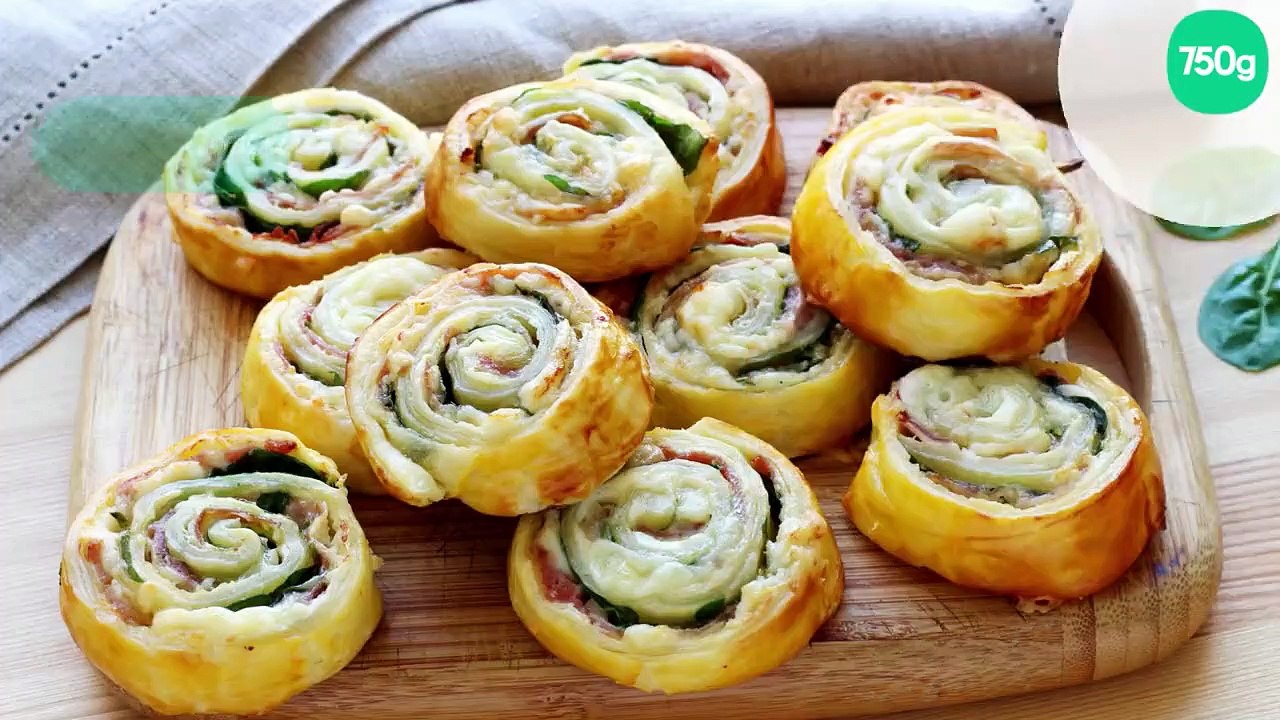 Escargots feuilletés au jambon et au fromage