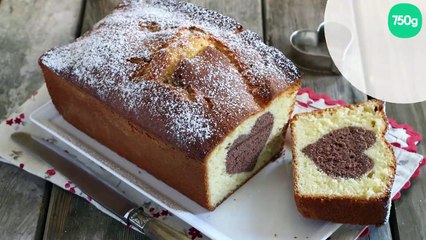 Cake vanille et son cœur au chocolat