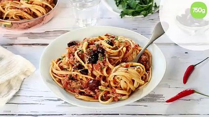 Linguine au thon, olives et câpres